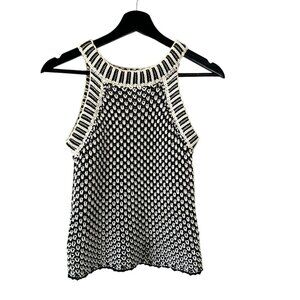 Whistles Black White Thick Knit Sleeveless Top Small